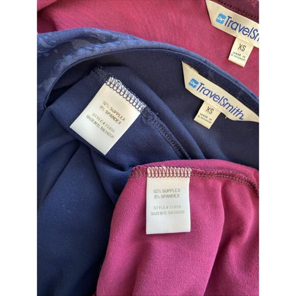 Travelsmith Dress XS Midi Knit Popover Print Lot Of 2 Blue Purple Comfort - Picture 6 of 11